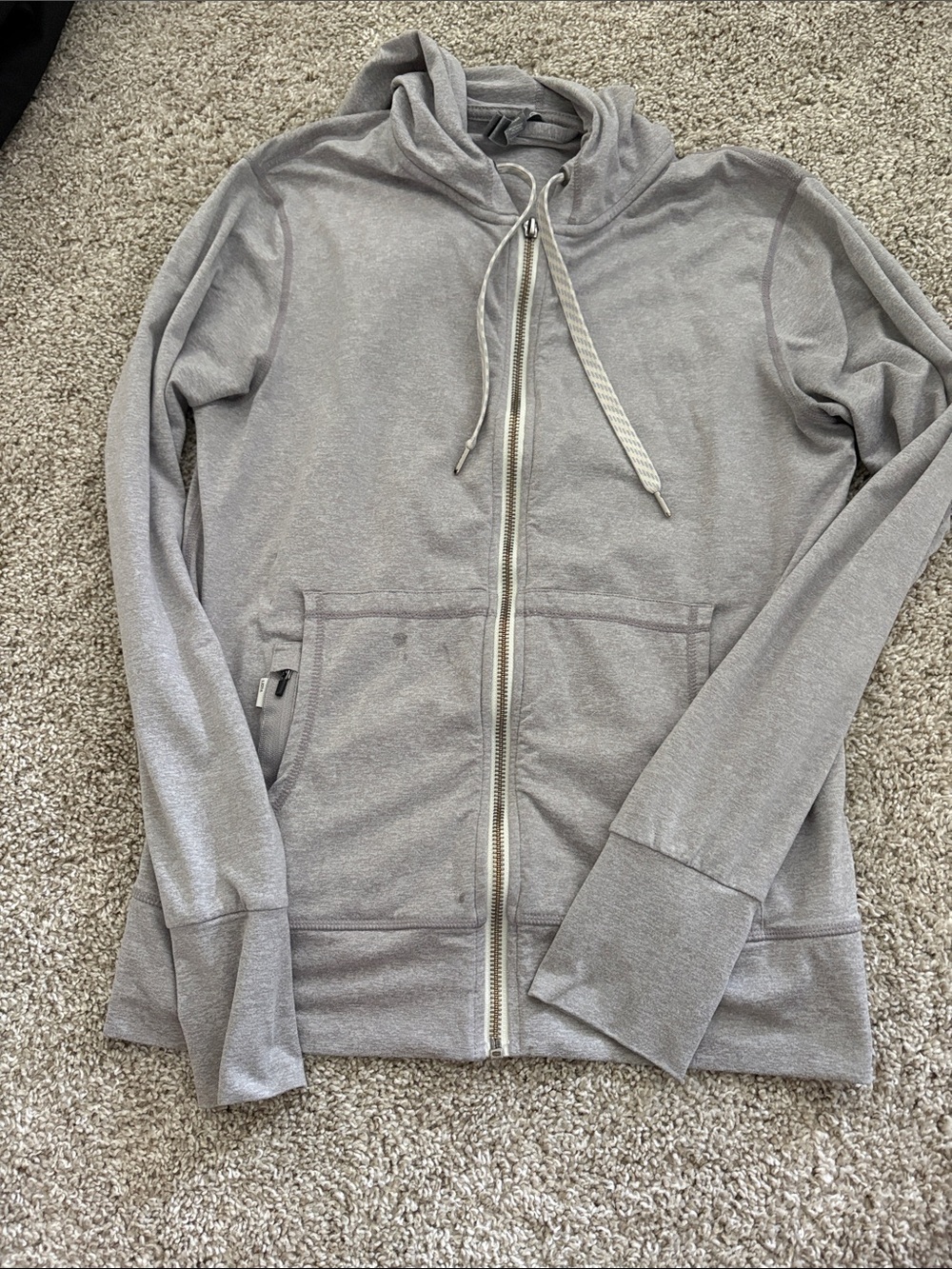 Vuori Small Heather Gray Hooded Pullover with Drawcords